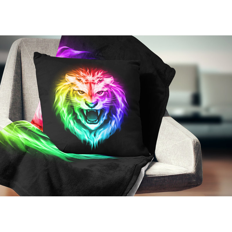 Coussin de lion pour le feu de couleur animal, 16 po x 1 po, Coussin décoratif