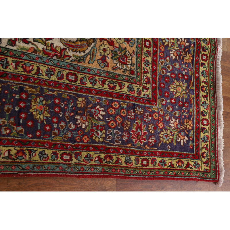 Tapis motif floral persan rouge Tabriz noué à la main 8 x 12