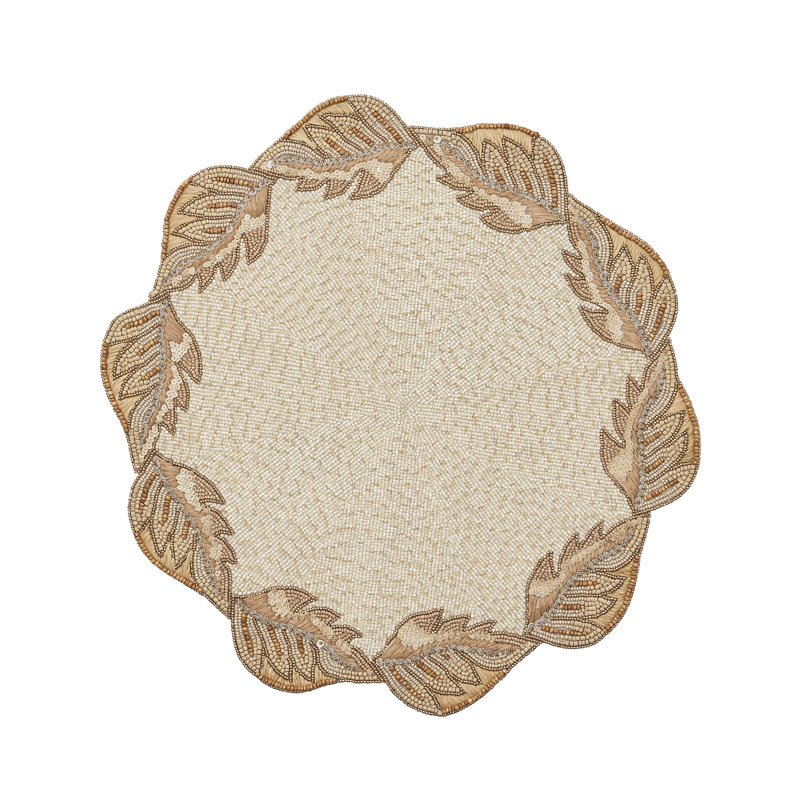 Winding Vines Placemat, Ivory/Natural/Gold