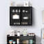 Armoire murale moderne 27,56 po à deux portes en verre avec rangement à trois niveaux pour le hall d'entrée, salle de bain, noir-106943085
