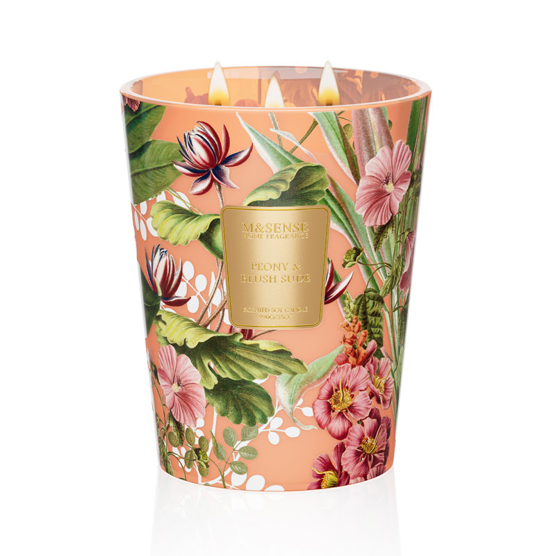  Grandes bougies parfumées au soja, pivoine et rosé, bougies printanières naturelles non toxiques 35 oz 150 heures à combustion lente, cadeaux de bougie uniques pour les femmes