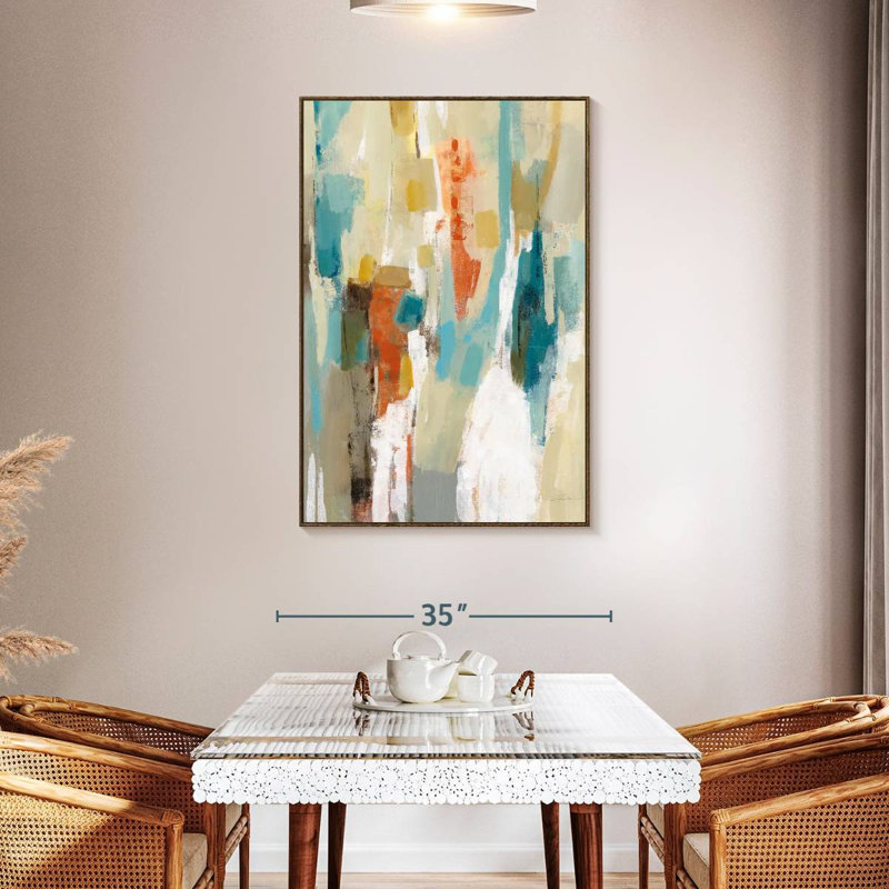 Marches sur le sable abstrait, Floating Frame Walnut, 31 po x 46 po