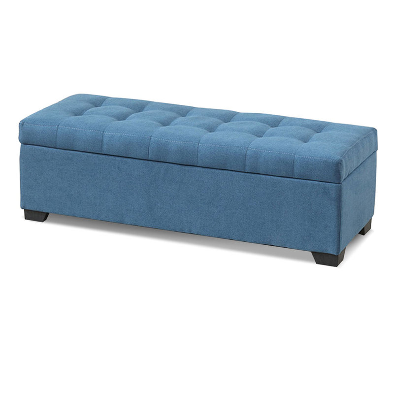 Long banc de rangement en tissu et tissu bleu moderne, Bleu, 15.75"H x 55.12"L x 17.72"D