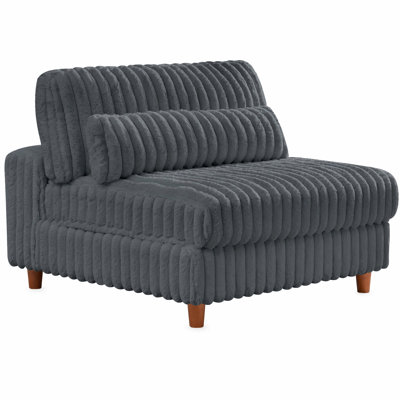 Corduroy Fluffy Accent Chair Armless Chair With Lumbar Pillow