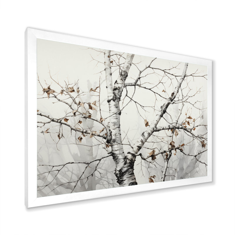 «Mon monochrome Tree Whispers of Grey and White II», reproduction d'art sur toile, H 24 po x l 32 po x P 1 po, Blanc