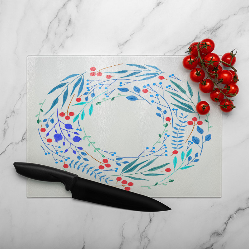 Decorative Reath Glass Chopping Board