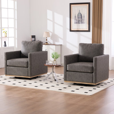 Fauteuil large pivotant rembourré (ensemble de 2)