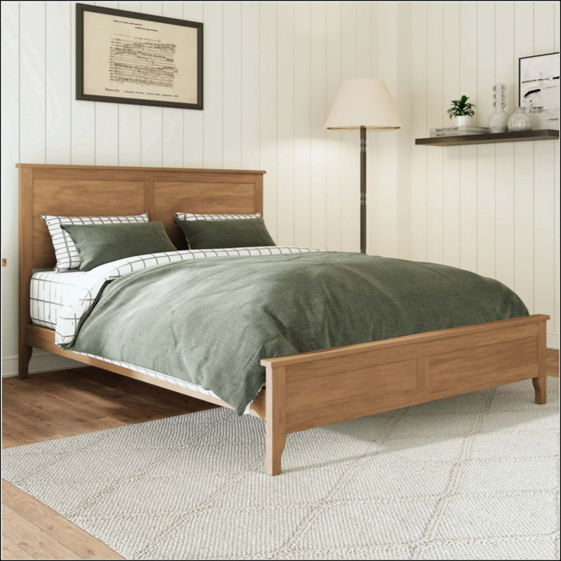 Base de lit plateforme moderne en bois, lattes en bois robustes ne supportant pas de sommier avec tête de lit améliorée