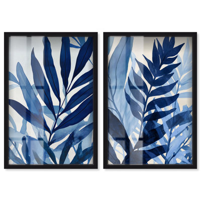 Glamour Blue Botanical Set Shadowbox Floral Decor par Art Remedy