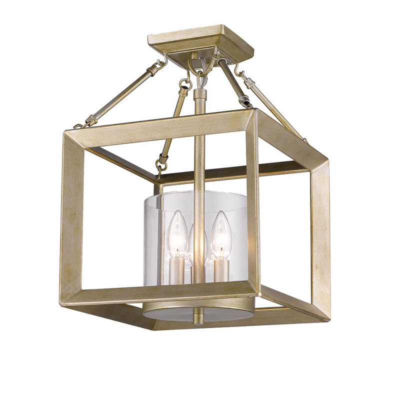 Averee Glass Semi Flush Mount, White Gold
