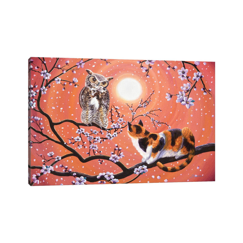 The Owl And The Pussycat In Peach Blossoms by Laura Iverson - Wrapped Canvas Gallery-Wrapped Canvas Giclée