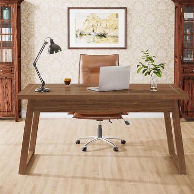 55” Mid-Century Modern Executive Desk With Drawer