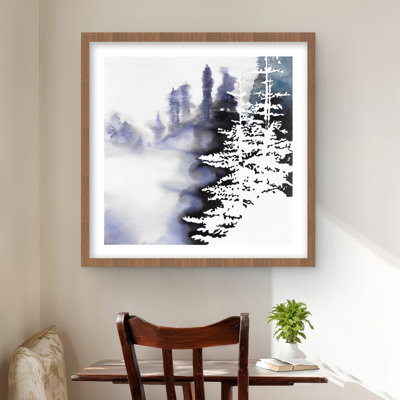 Silhouette of a Forest - reproduction encadrée avec passe-partout pour la décoration intérieure