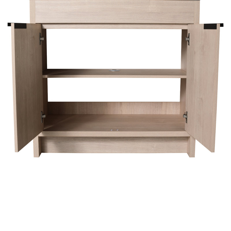 Meuble-lavabo de 36 pouces avec lavabo en résine blanche et porte d'armoire à fermeture en douceur - Ameublement Element