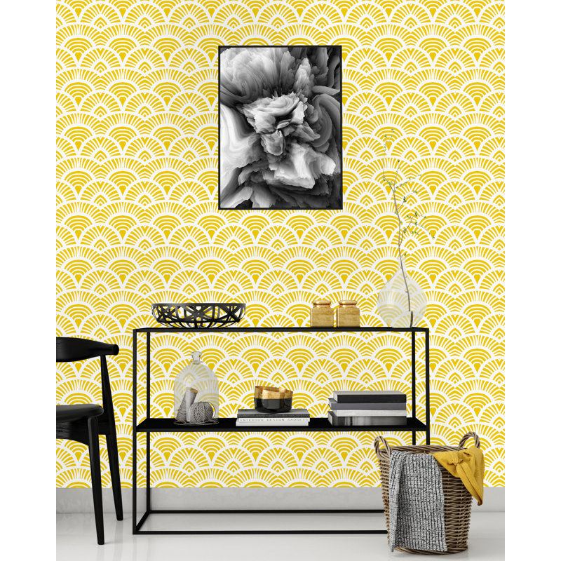 Iriemi Geometric Print Peel and Stick Wallpaper Panel, 100" L x 25" W