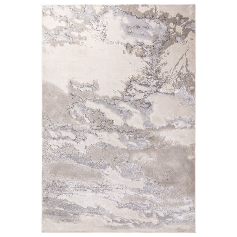 Aurora AU02 Cloud Metallic Area Rug, Rectangle 160 x 230cm, Beige/Silver