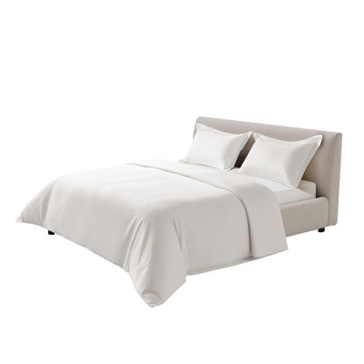 Literie 3 pièces King Size - 100 % coton, fermeture éclair double et attaches aux coins, blanche