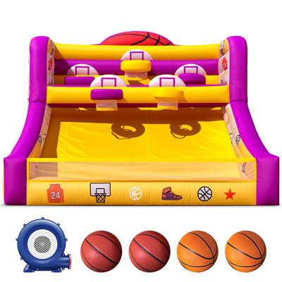 Jeu d'arcade de basketball gonflable 13 x 10 pi Wellcomer avec souffleurs et ballons de basketball
