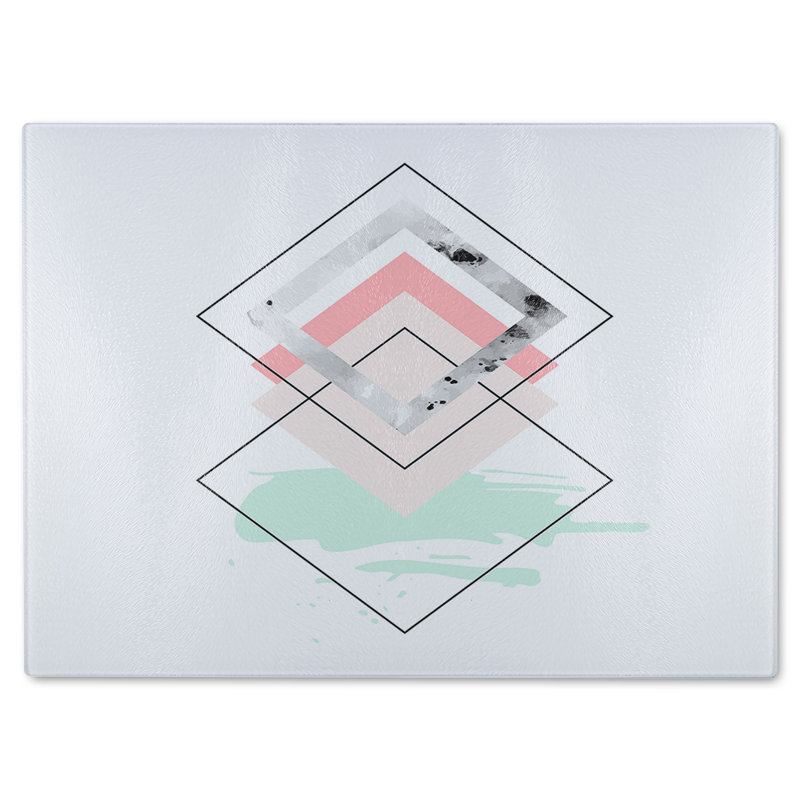 Geometric Overlays Glass Chopping Board, 28cm L x 20cm W