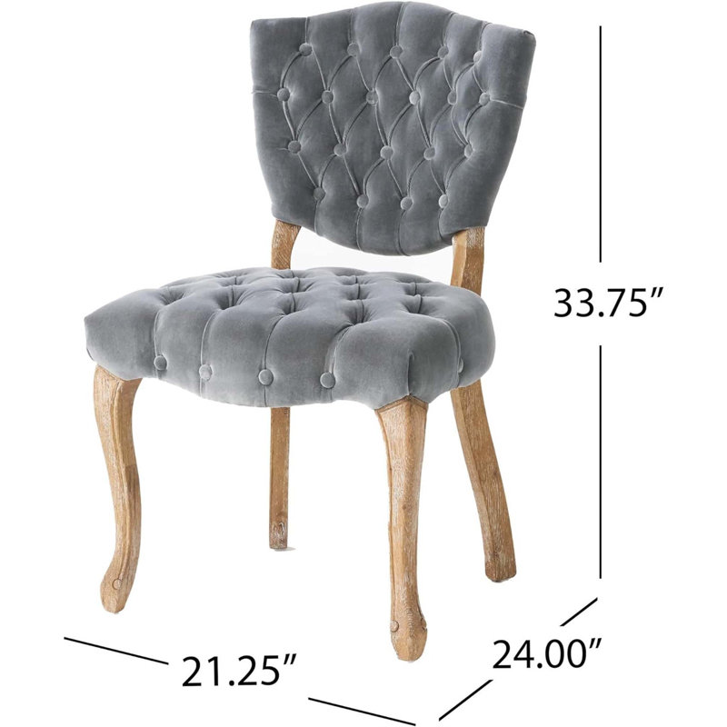Richard Tufted Upholstered Parsons Chair, Gray Velvet Incorrect