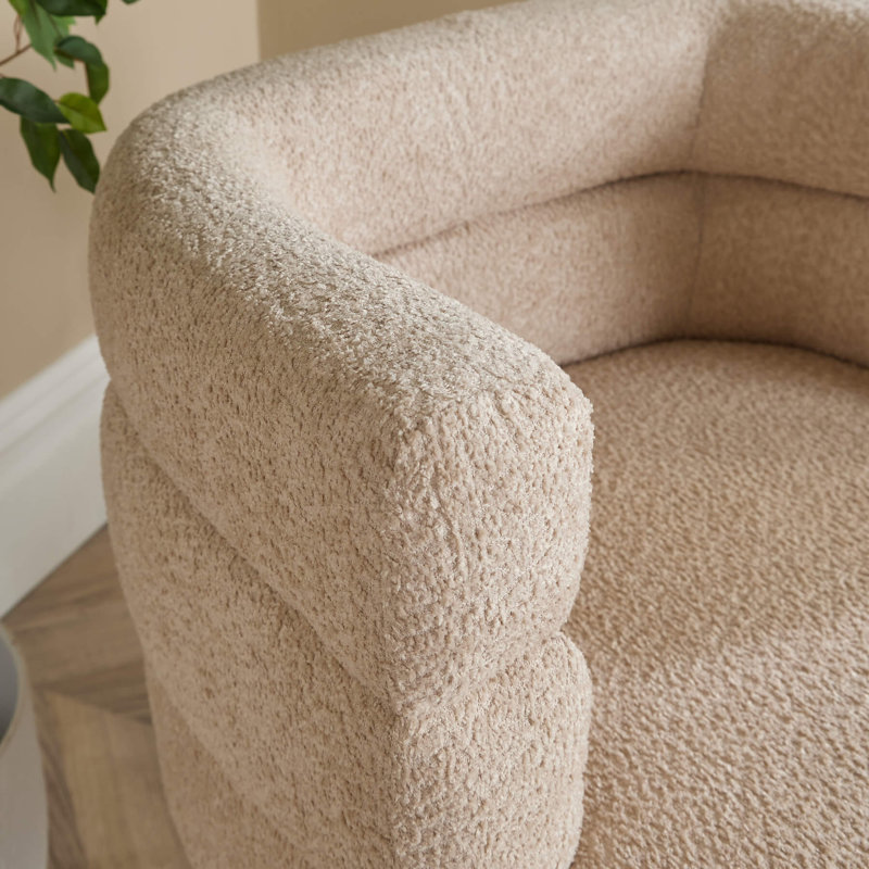 Chamelle Wide Upholstered Barrel Chair, Beige