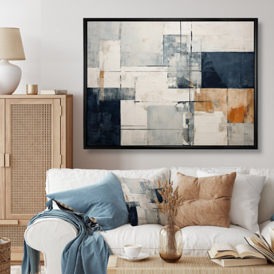 «Abstract Blue Beige Road Collage I», art mural abstrait