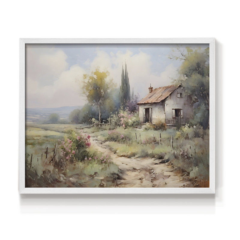 Paysages rétro-dxlviii - reproduction encadrée - réversible, H 22 po x l 28 po, Blanc