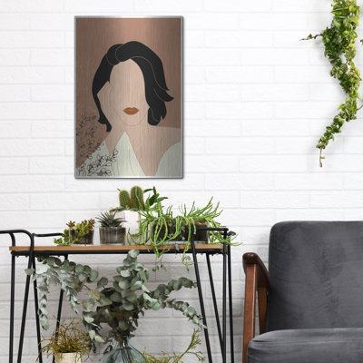 Red Barrel Studio® «Simple Woman Portrait» par Sabrina Balbuena, art mural en métal