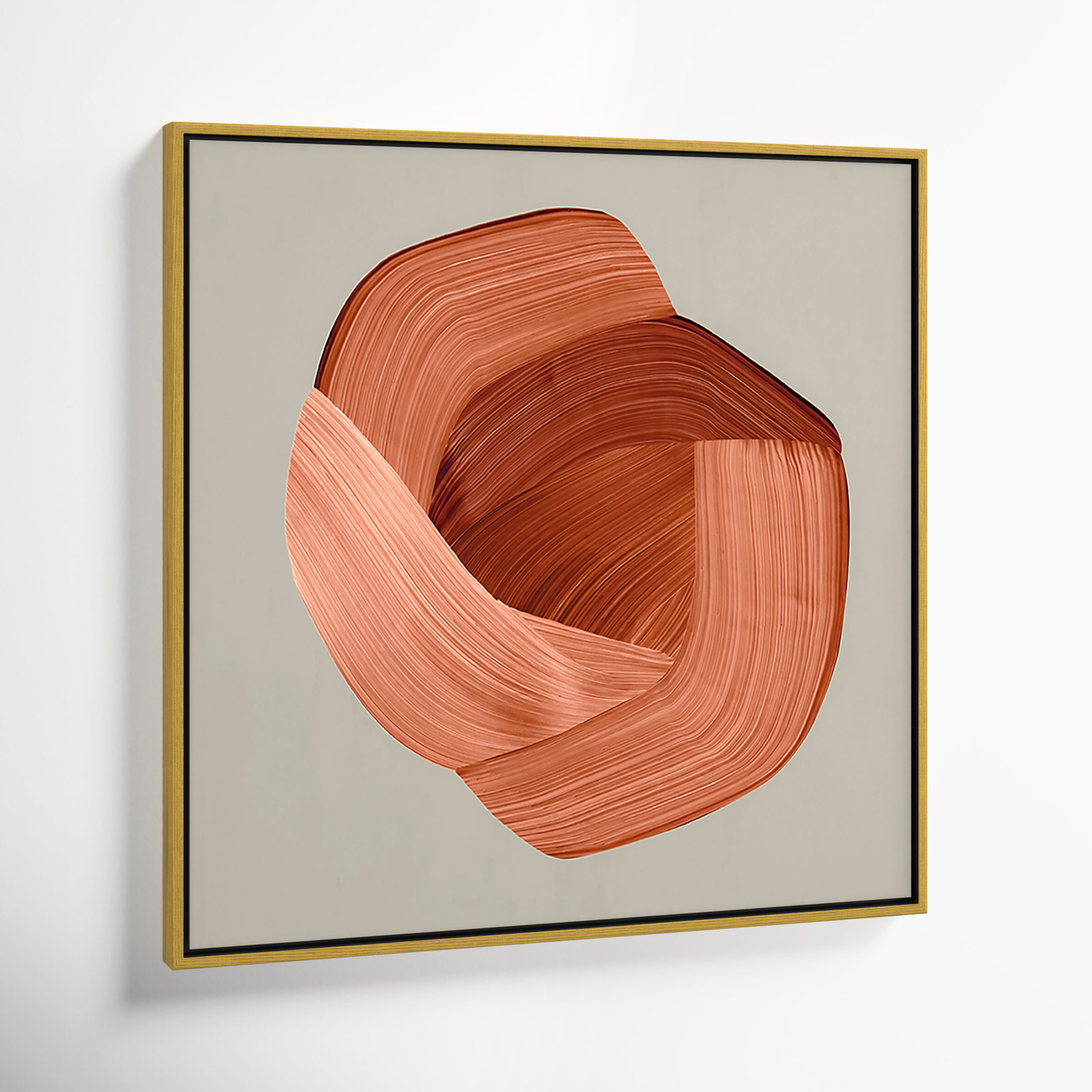 Crema - Floater Frame Painting Print on Canvas, 46.5" H x 46.5" W x 2" D, Gold Framed
