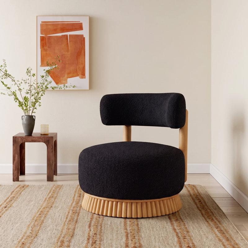 Chaise d'appoint rembourrée Brynn, Noir, 1