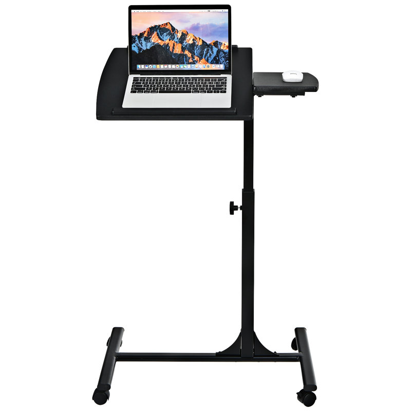 64cm W Laptop Cart with Wheels, Black