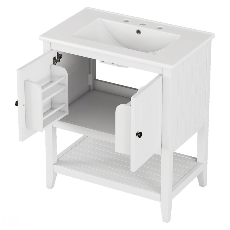 Lavabo de salle de bain 30 po, Blanc