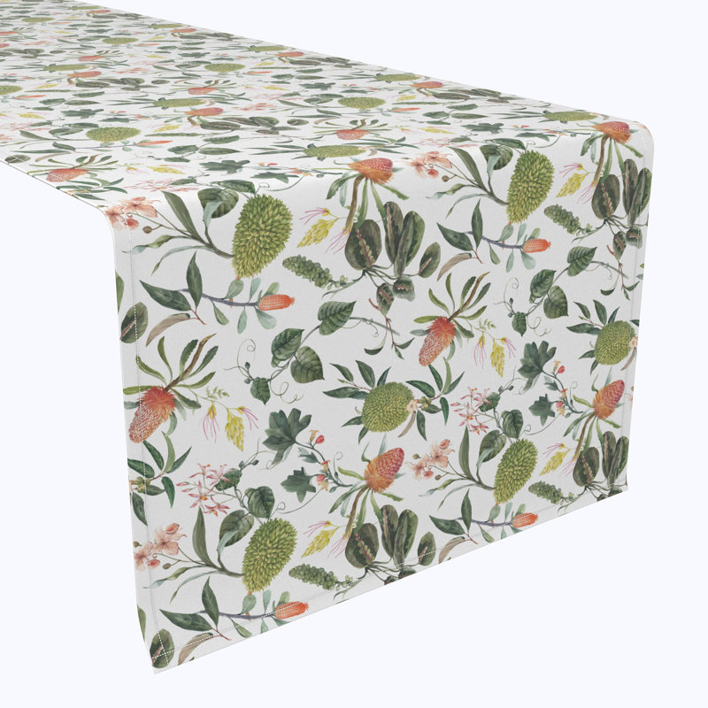 Garlyn Flowers and Leaves Table Runner, 72" x 12"