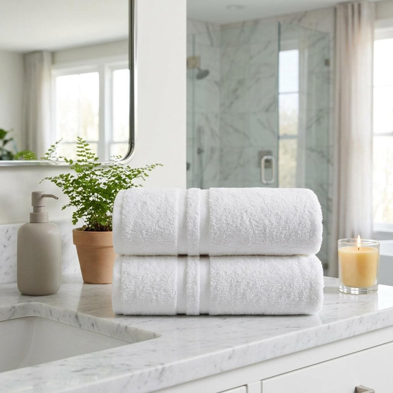 Ensemble de deux essuie-mains en coton turc blanc 16 po x 30 po
