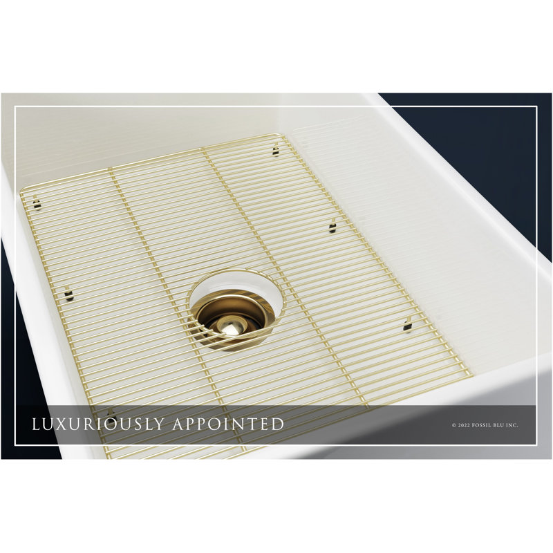 Luxury 33" L x 20" W Dual Mount Kitchen Sink with Basket Strainer, Brushed Brass Accessories