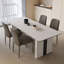 Table de salle à manger rectangulaire en pierre frittée beige clair-953042466