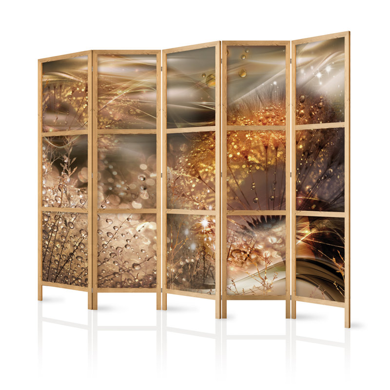 225cm W x 171cm H 5 - Panel Solid Wood Folding Room Divider