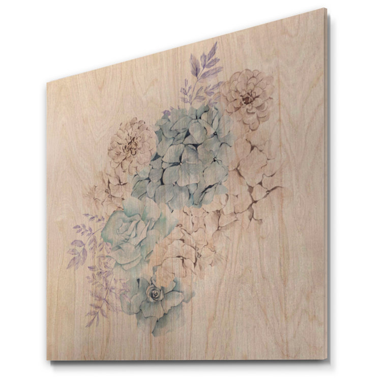 Red Barrel Studio® Winter Bouquet In Pastel Flowers V On Wood Print ...