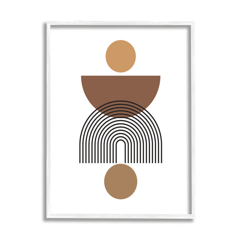 «Brown Shapes On White on Wood», impression, H 14 po x l 11 po x P 1,5 po, Giclée encadrée blanc bord de mer