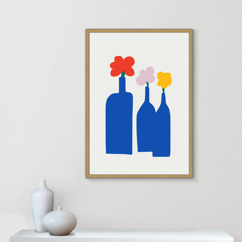 «Bold Blooms Trio Print» par Dean, 25.5'' W x 35.5'' H, Impression encadrée, Grain de bois naturel