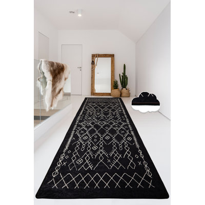 Antibacterial Washable Area Rug, 2.6 x 4.0 ft, Black & White | 100% Polyester, Pile Height: 0.2 in, Total Thickness: 0.4 in | Non-Slip Felt Dot Underside, Machine Washable at 86°F | Perfect for Home Decor & Modern Spaces