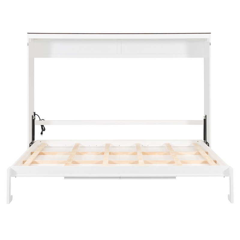 Lit escamotable mural et USB, Blanc