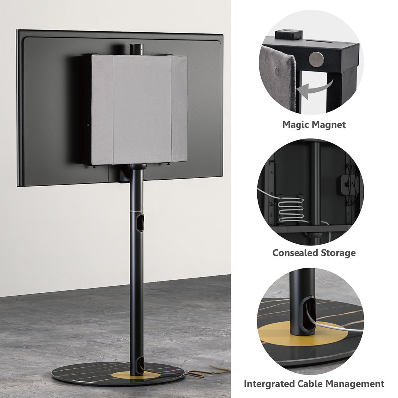 Modern Corner TV Stand with Swivel Mount for 37" - 60" TVs, Black