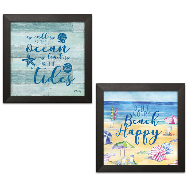 «Beach Inspiration III & IV» par Paul Brent - ensemble de 2 reproductions d'art textuel, H 12 po x l 12 po x P 0,75 po