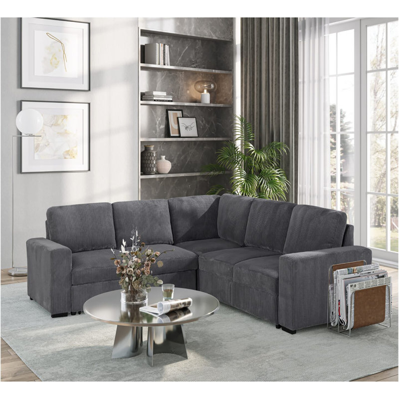 Canapé modulaire gris U2660 avec canapé-lit escamotable