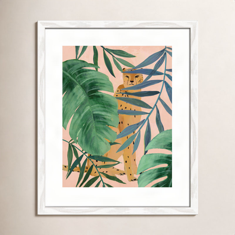 Allie Silent Jungle - Painting Print, 19" H x 16" W x 0.75" D, White Wood Framed Paper