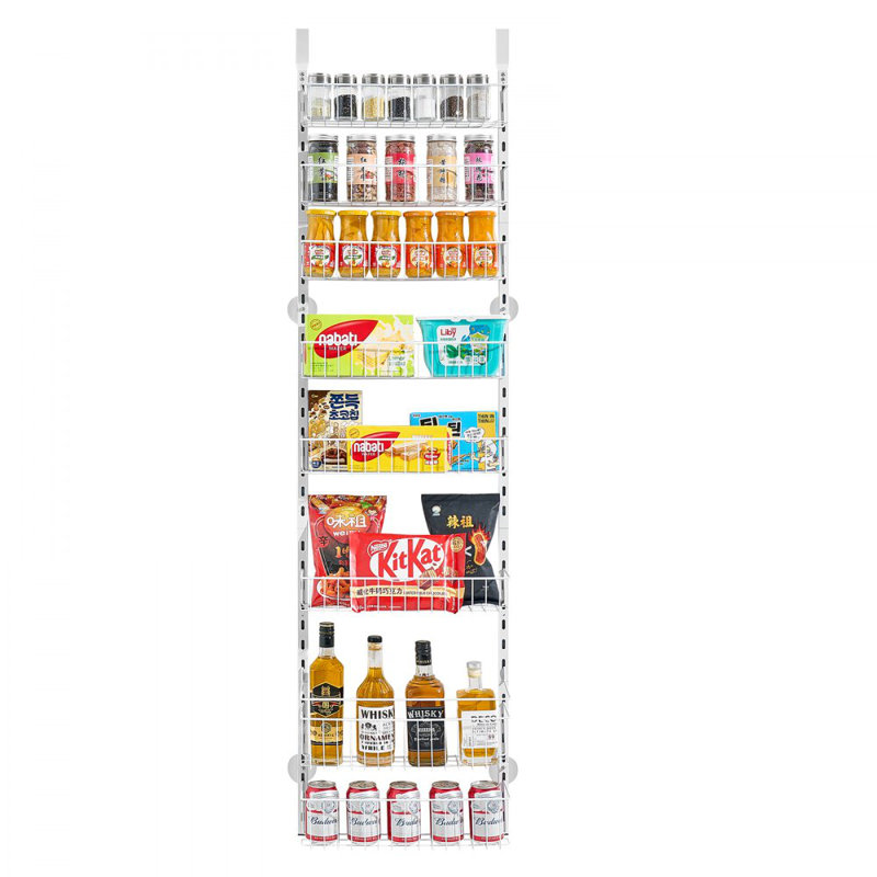 8-Tier Over the Door Pantry Organizer Hanging Storage Rack Adjustable Kitchen, Chrome