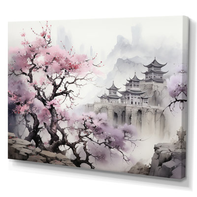 Rose, paysage floral japonais, paysage I - Japon, art mural