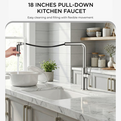 Waterfall Kitchen Faucet With Pull Down Sprayer