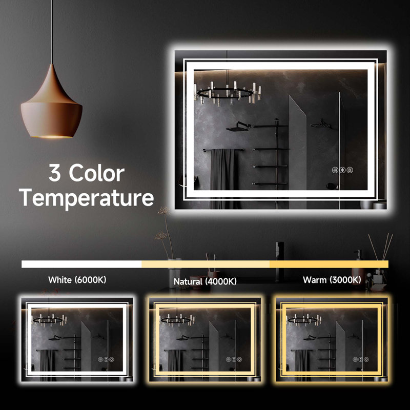 Frameless LED Bathroom Mirror,Smart Mirror, 84" x 32"